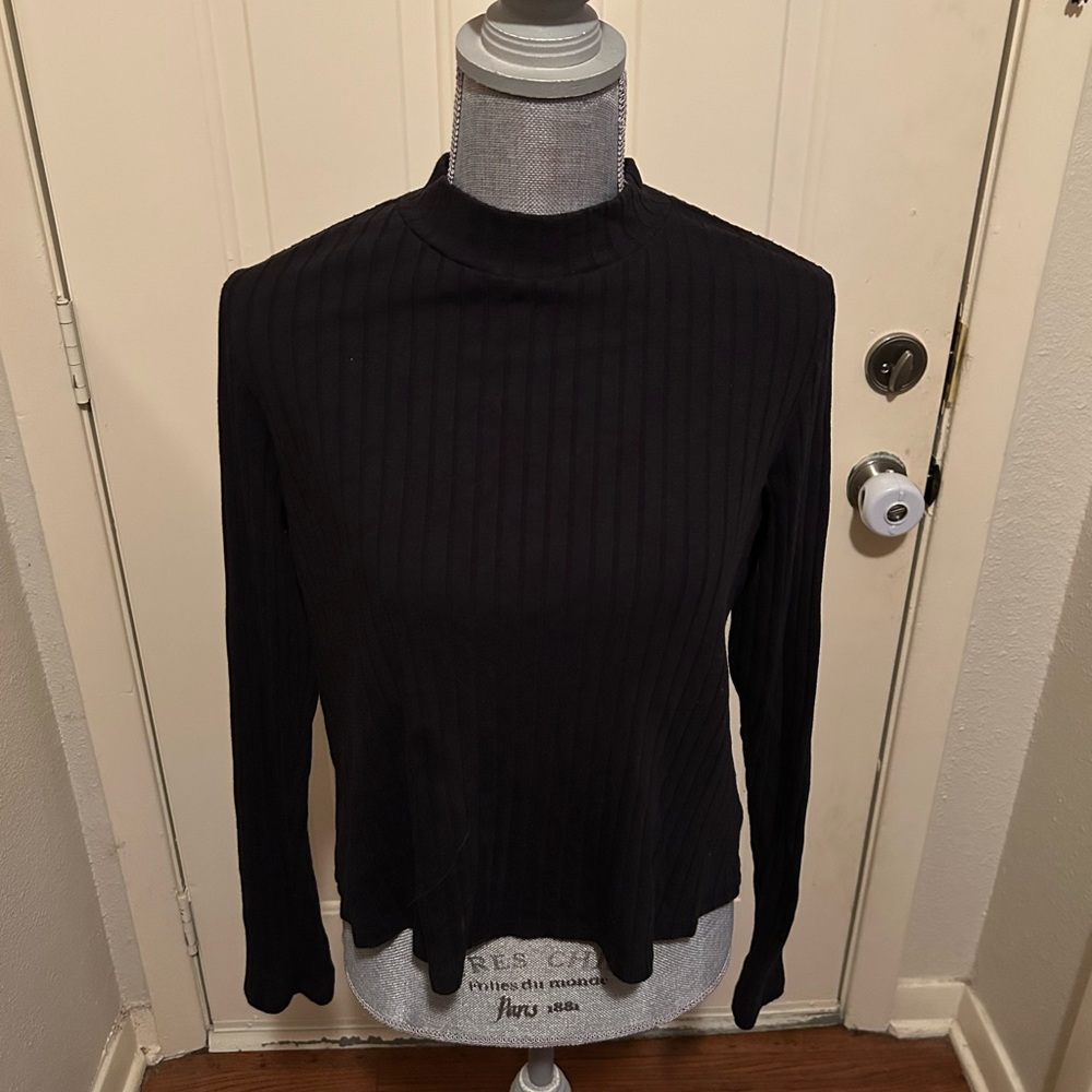 Old Navy Black Ribbed Long Sleeve Top Large Tall